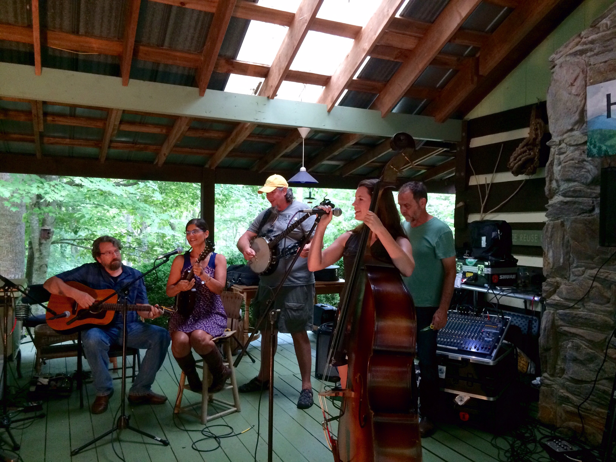 Passerine warms up at the fifth annual High Cove Music Festival. Bob Early also played a great set. The High Cove Institute hosts arts, science, and community events each year.  http://passerinemusic.net/passerine/